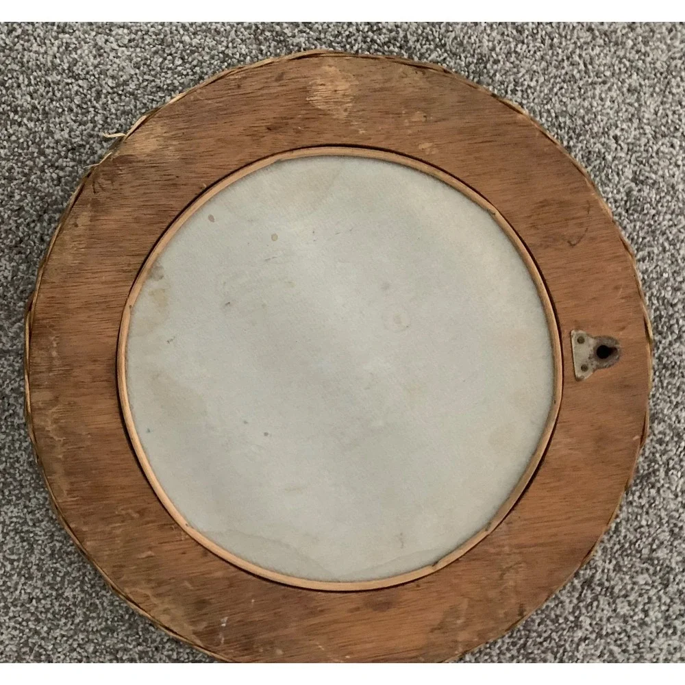 Rare Vintage Wicker Rattan Round Wall Mirror Boho Retro 90s Cottagecore 12